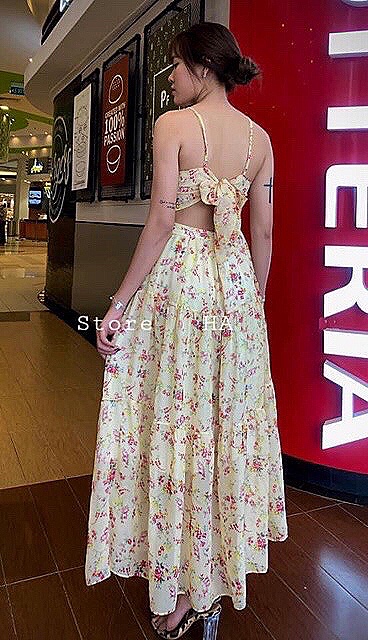 🥰 Đầm maxi voan nơ lưng sau