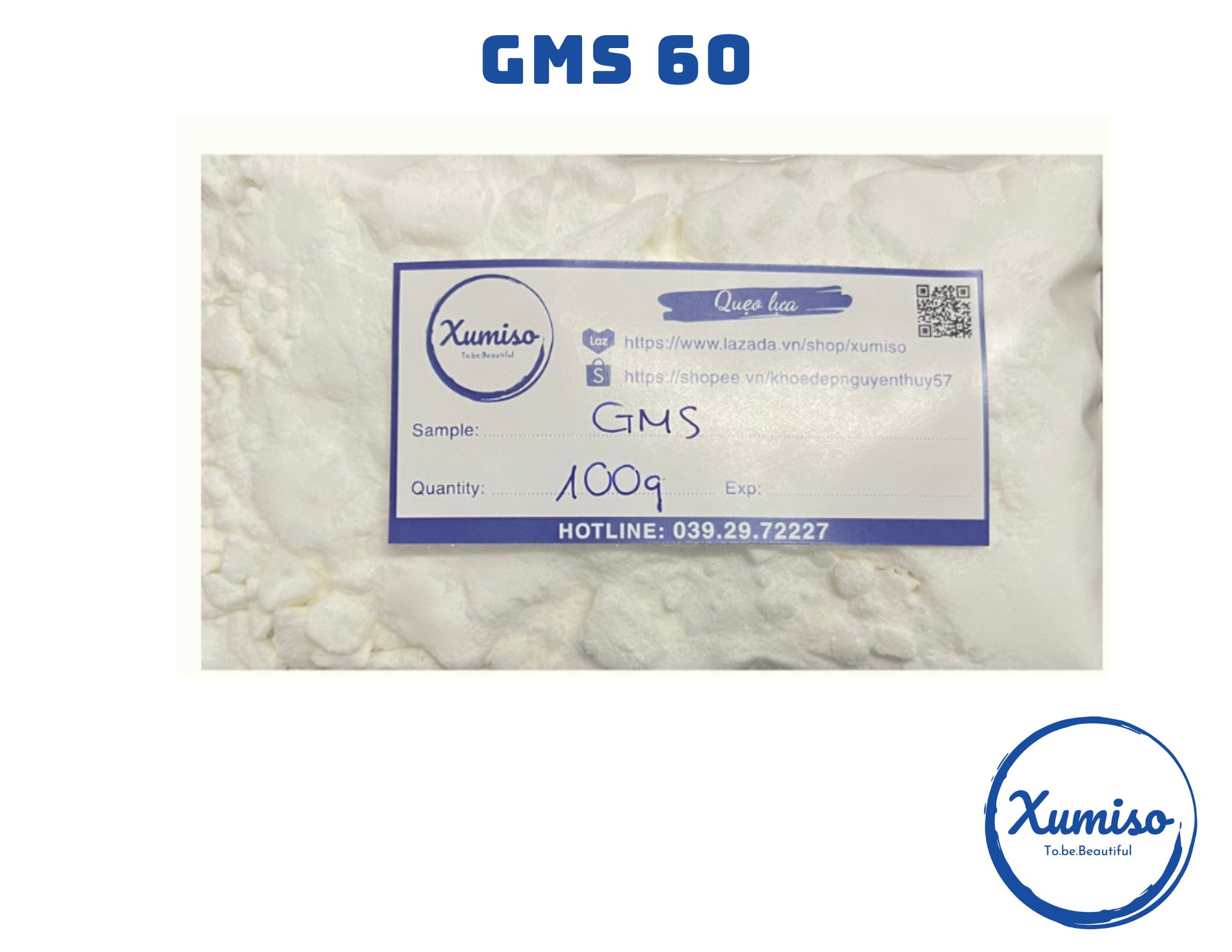 Sáp gms - glyceryl stearate, glyceryl monostearate - tạo đặc - nhũ hóa - nguyên liệu mỹ phẩm - xumiso - 100g