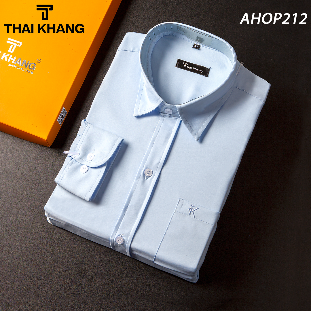 Áo sơ mi trắng nam dài tay cao cấp Thái Khang vải lụa xuất khẩu mềm mịn co dãn nhẹ mặc mát AHOP21