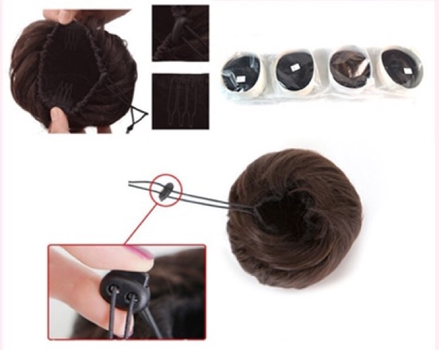TÓC GIẢ BÚI TRÒN DÂY RÚT CHO NỮ