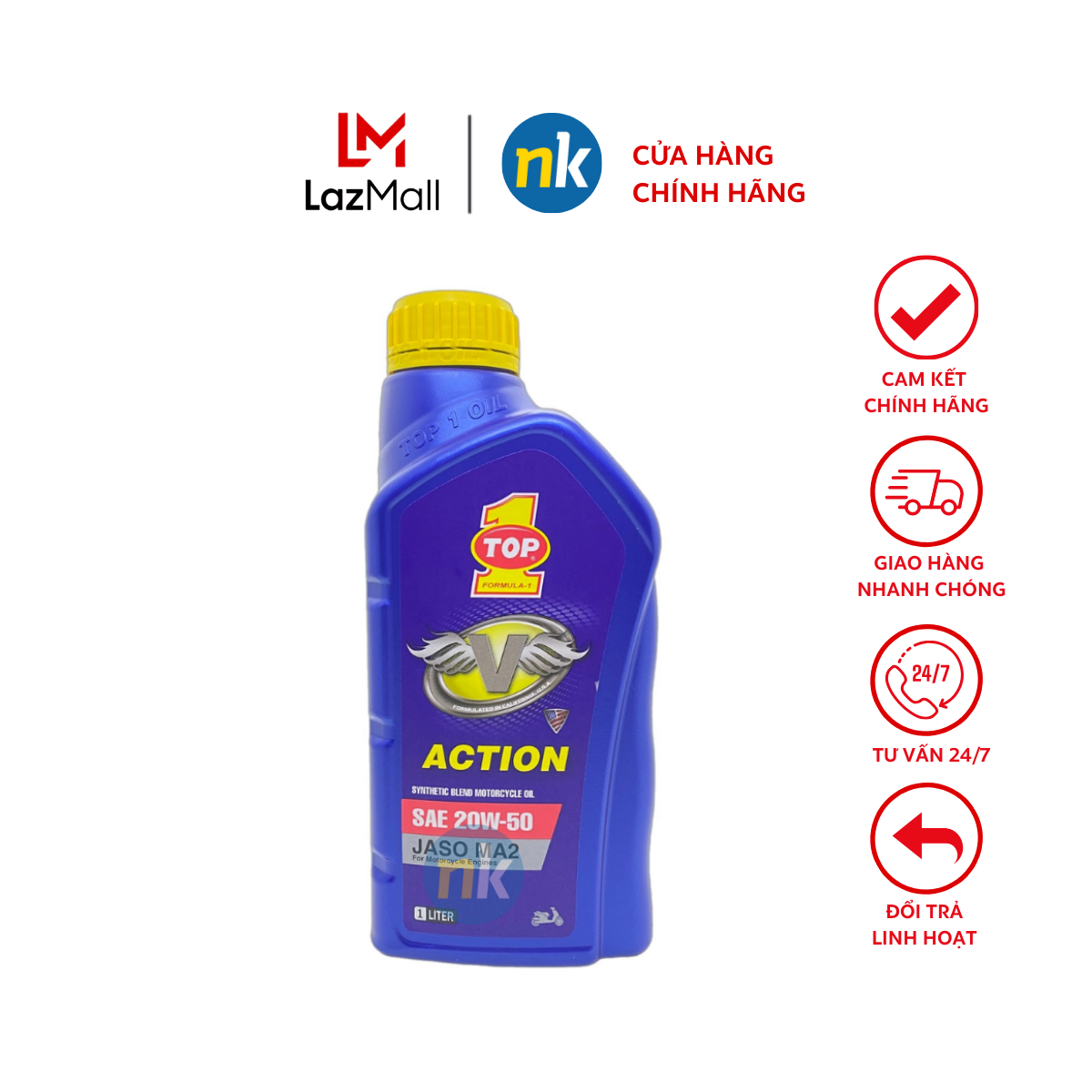 [Mẫu Mới] Nhớt xe số cao cấp Top 1 Super V 20W50 1L