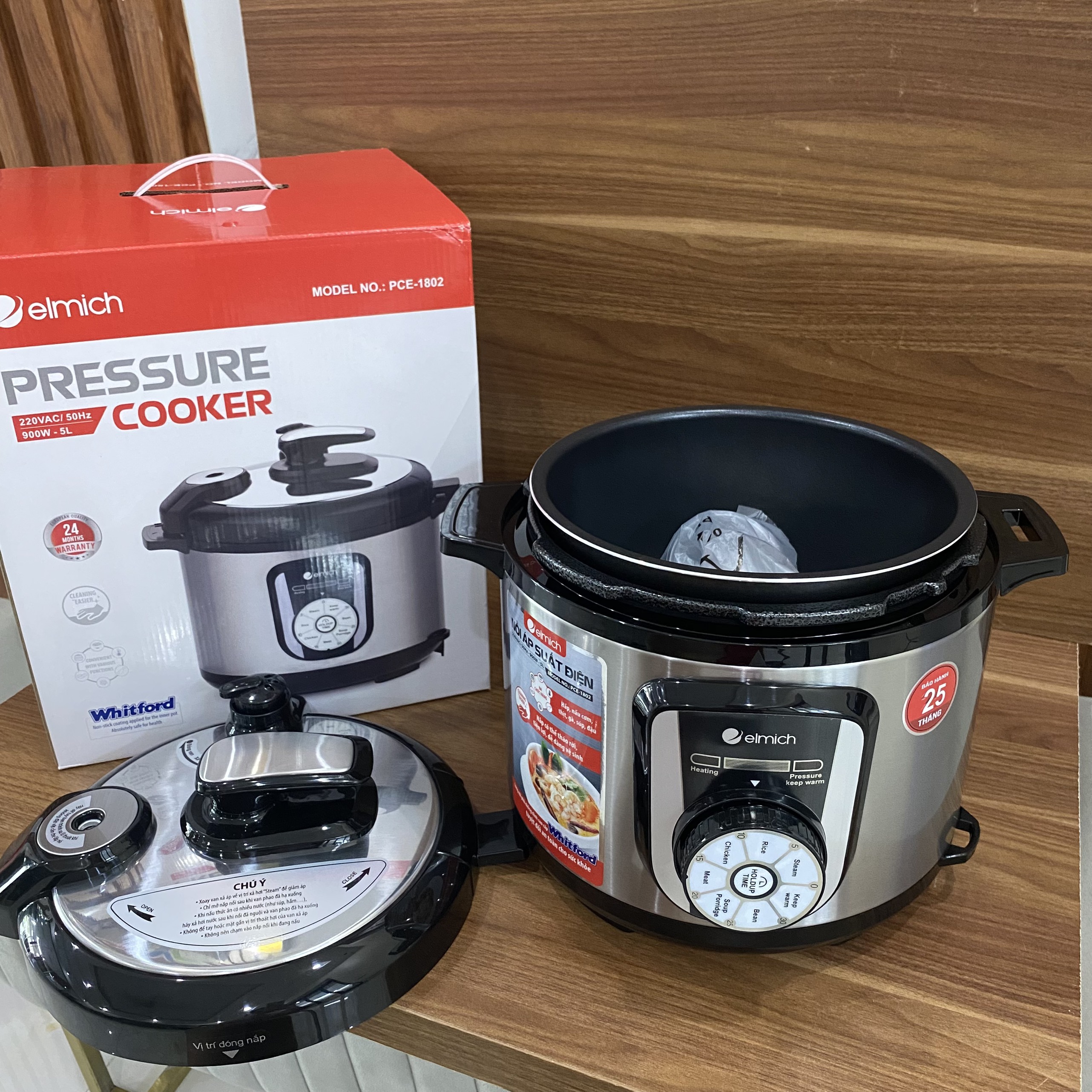Nồi áp suất Elmich PCE-1802 (Dung tích 5L - Điện áp 220V - Công suất 900W - BH 24 tháng).