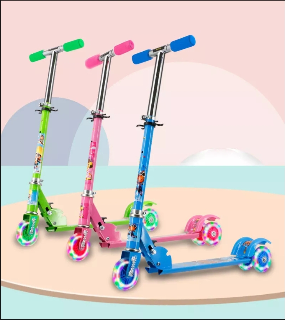 Xe trượt Scooter 3 bánh có đèn phát sáng cho bé, xe scooter khung sắt chắc chắn, đồ chơi giải trí cho bé ra ngoài