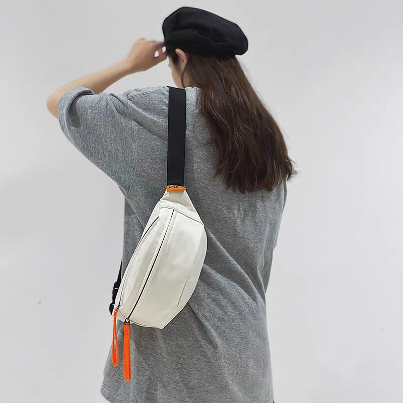 Túi đeo chéo 3 ngăn phong cách basic, túi bao tử canvas đeo ngực cá tính