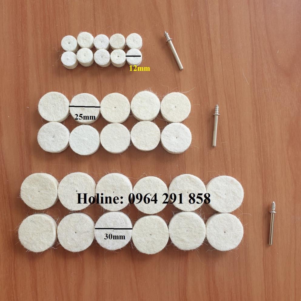 bông nỉ đánh bóng 12/25/30 tặng cán 2mm hoặc 2.35mm hoặc cán 3mm - đầu mũi bông đánh bóng hình trụ