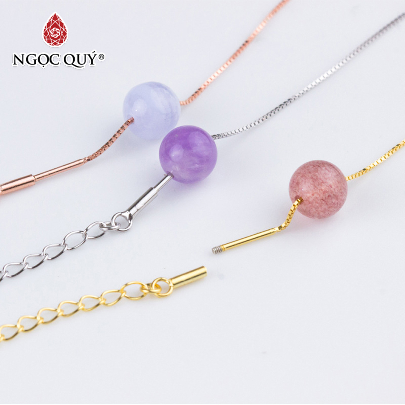 [HCM]Dây chuyền bạc mảnh 45cm chốt vặn có dây xích - Ngọc Qúy Gemstones