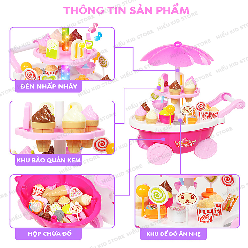 Đồ chơi xe kem 2 tầng có nhạc cho bé