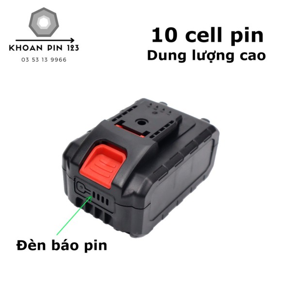 Bảng giá Pin li-ion 10 cell dung lượng cao HTC M1 có đèn báo pin dùng cho máy khoan, bắt vít, máy mài