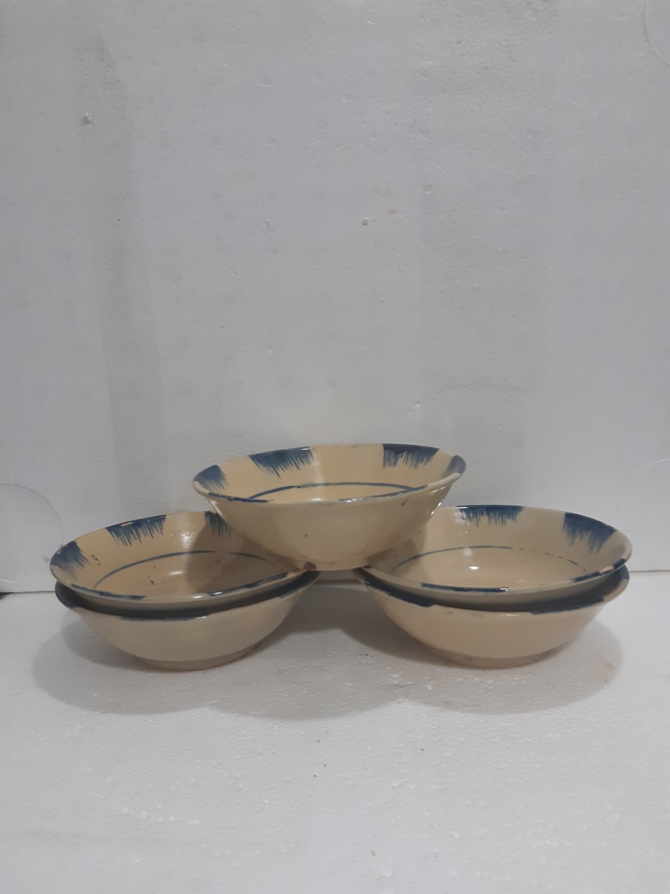 Combo 5 tô kiểu xưa bè xanh ( bằng sành) 18 cm
