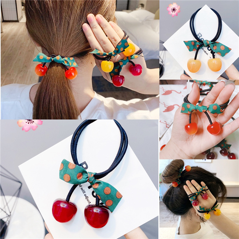 Dây cột tóc dây buộc tóc trái cherry siêu dễ thương