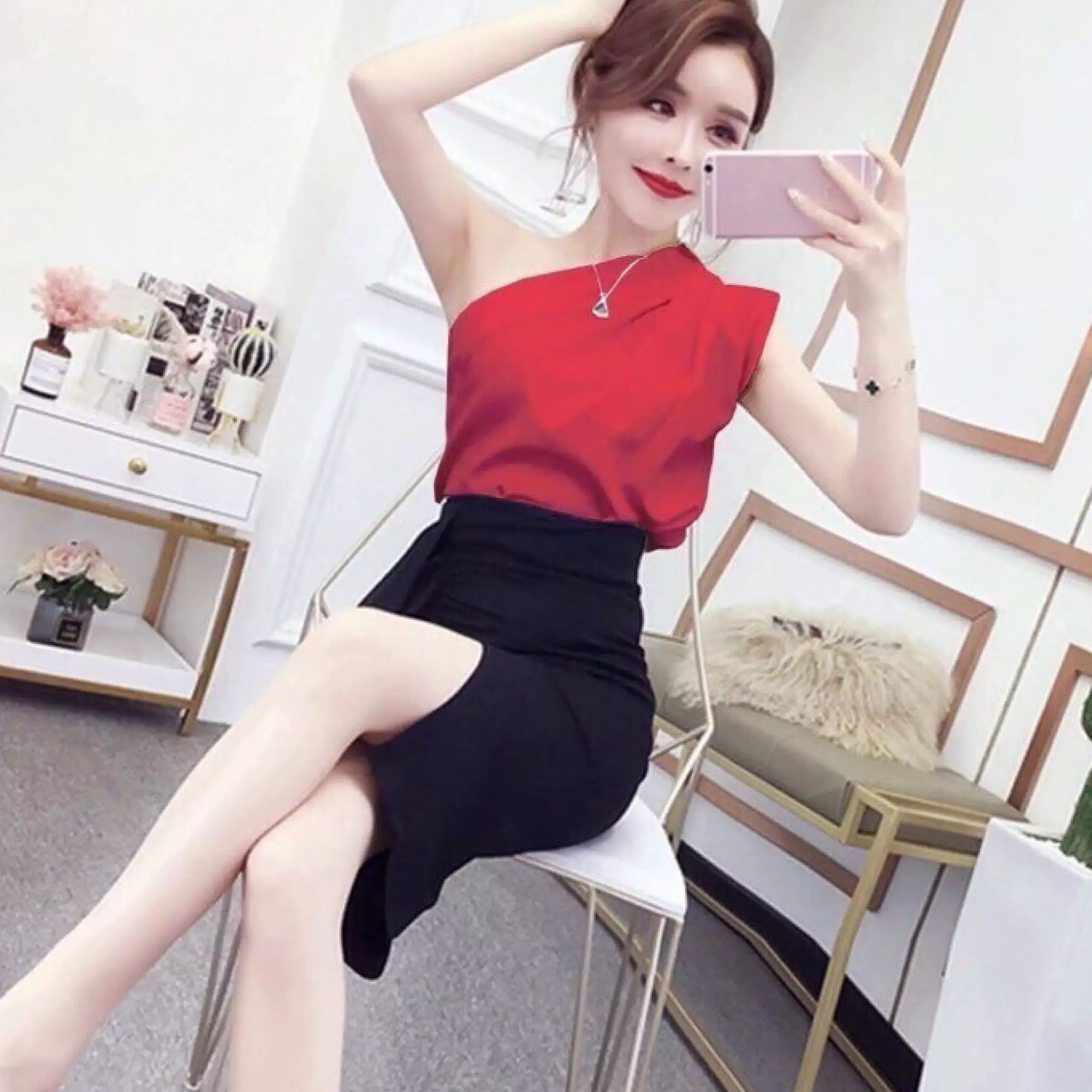 Sét Áo Lệch Vai Chéo Thời Trang Nữ Yoomi