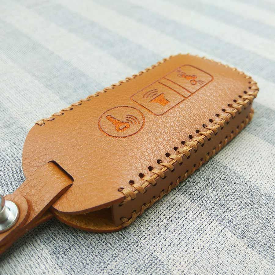Bao da 3 nút dùng cho chìa khóa smartkey xe máy Honda (Nâu)