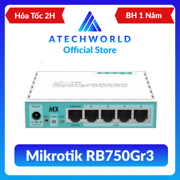 Thiết Bị Router Mikrotik RB750Gr3 Hex POE 5 Port - Hàng Chính Hãng