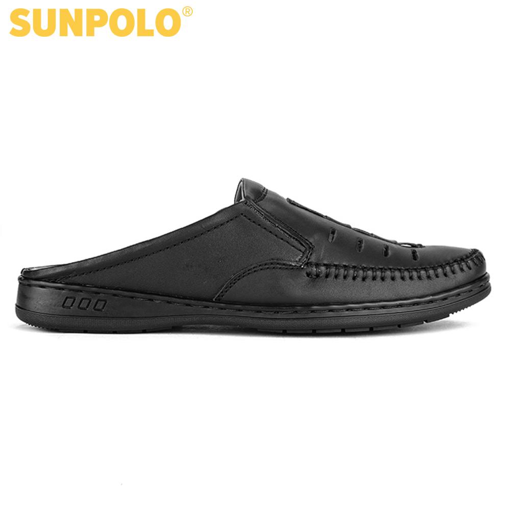 Dép sapo nam da bò SUNPOLO SPO194 (Đen) Có size 44