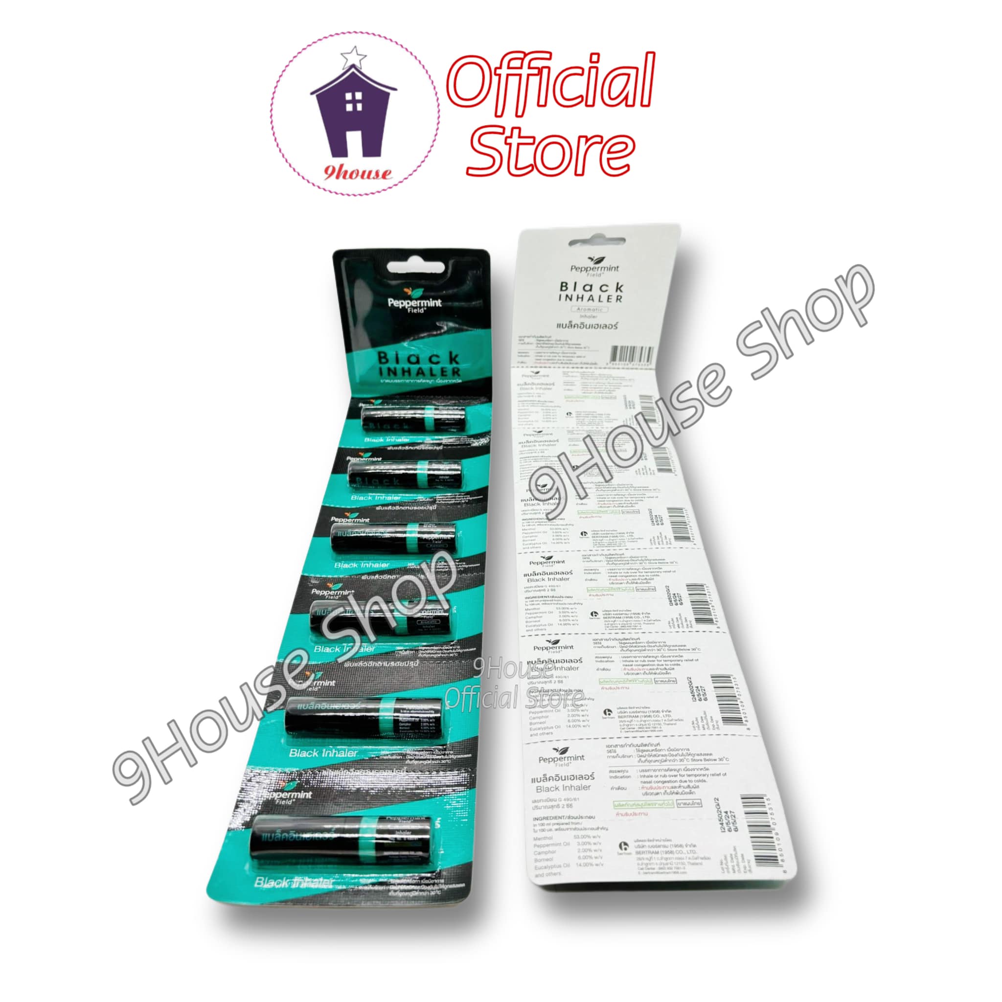 (Black) 01 Ống hít ĐEN 2 Đầu Black Inhaler Peppermint Thái Lan