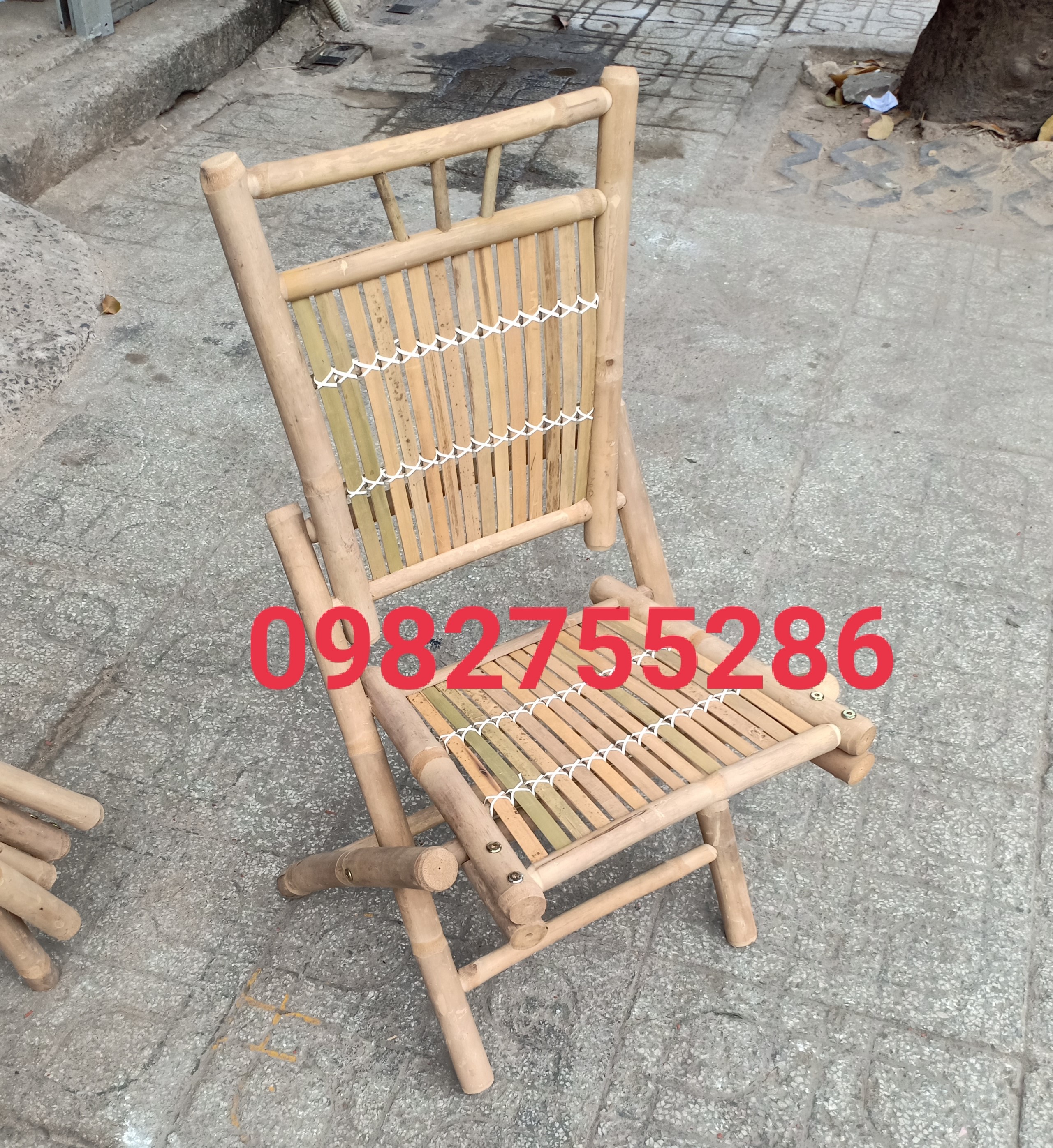 ghế tre xếp gọn, ghế xếp tre có tựa 36cm.