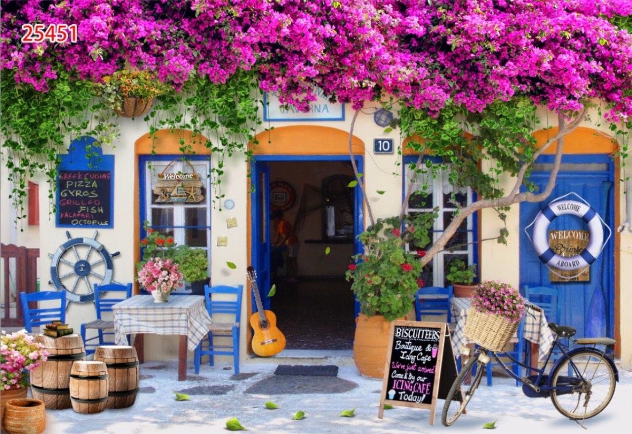 Tranh 3D dán quán cà phê trà sữa