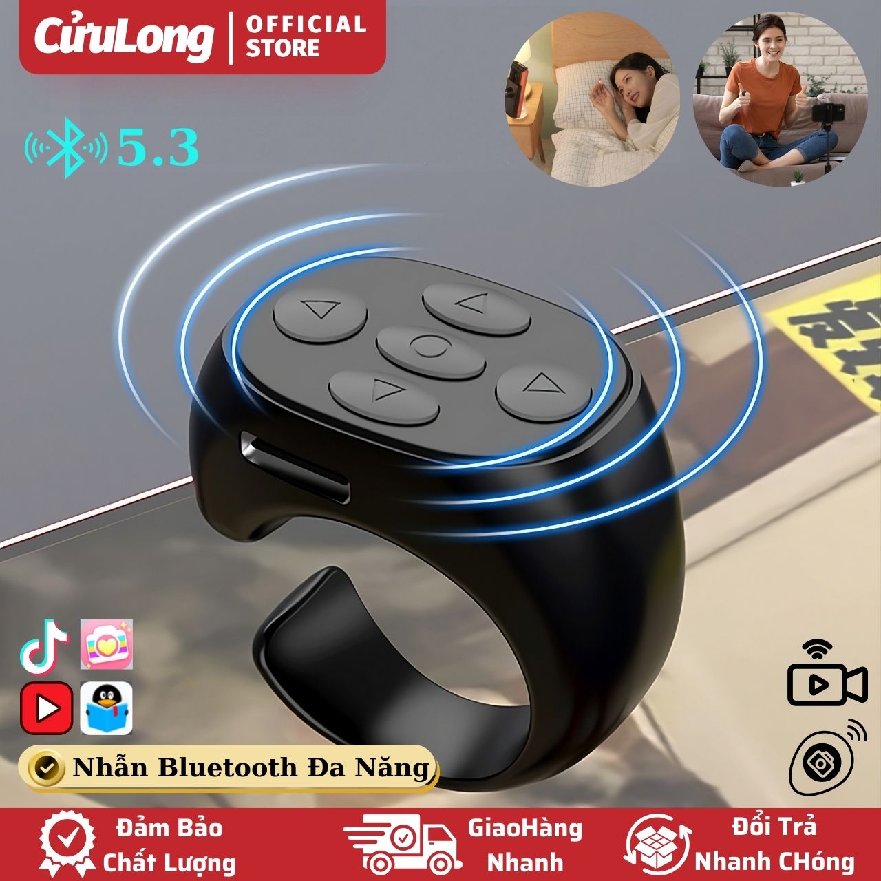Smart ring multifunction youtube video story reading remote control bluetooth connection smartphone