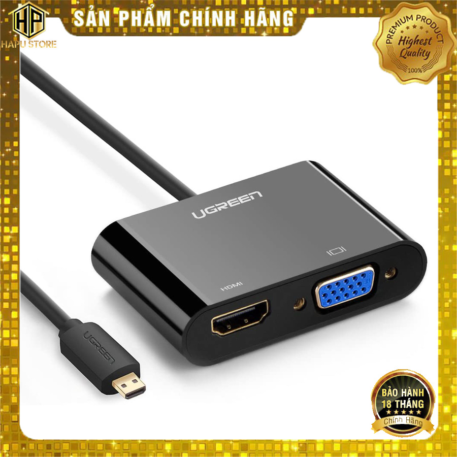 Cáp chuyển micro hdmi to vga, hdmi ugreen 30355 chính hãng - hapustore