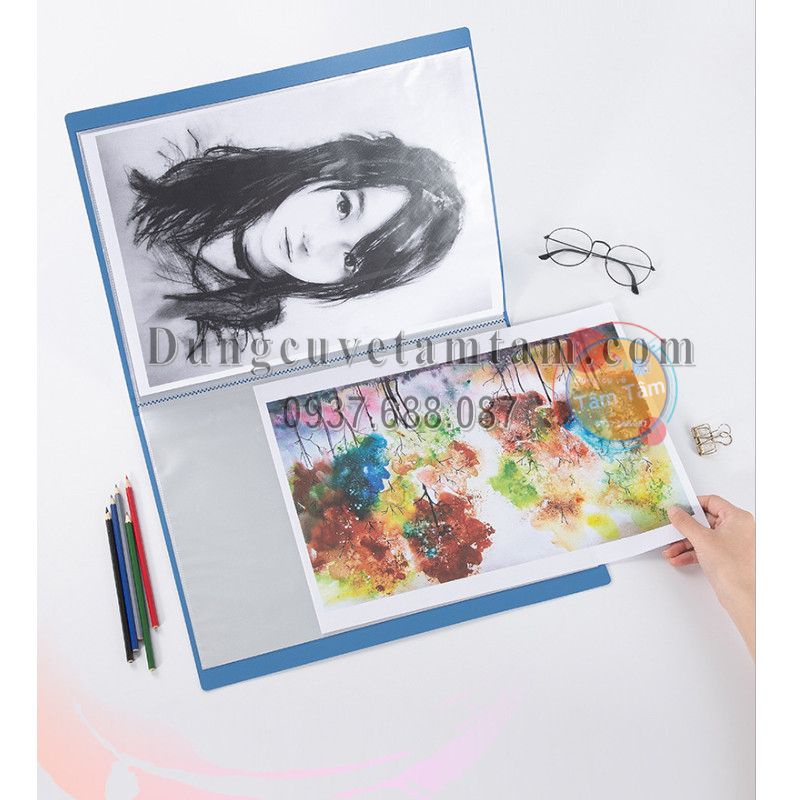 Bìa đựng tranh a3 , bìa lá cất tranh a3 , album lưu tranh khổ a3 - 30 lá - 60 tranh