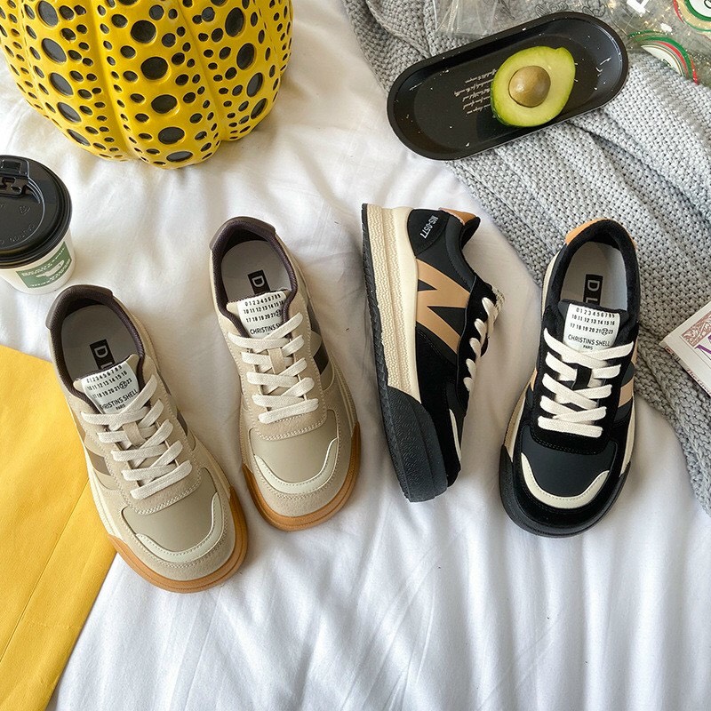 Giày nữ sneaker da lộn đế đúc tràn viền NBL 2 màu