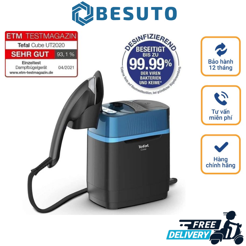 Tefal ixeo ut2020 handheld steam iron, steam iron, capacity 2200w, high pressure steam technology 90g/min, imported from france, 12 month warranty