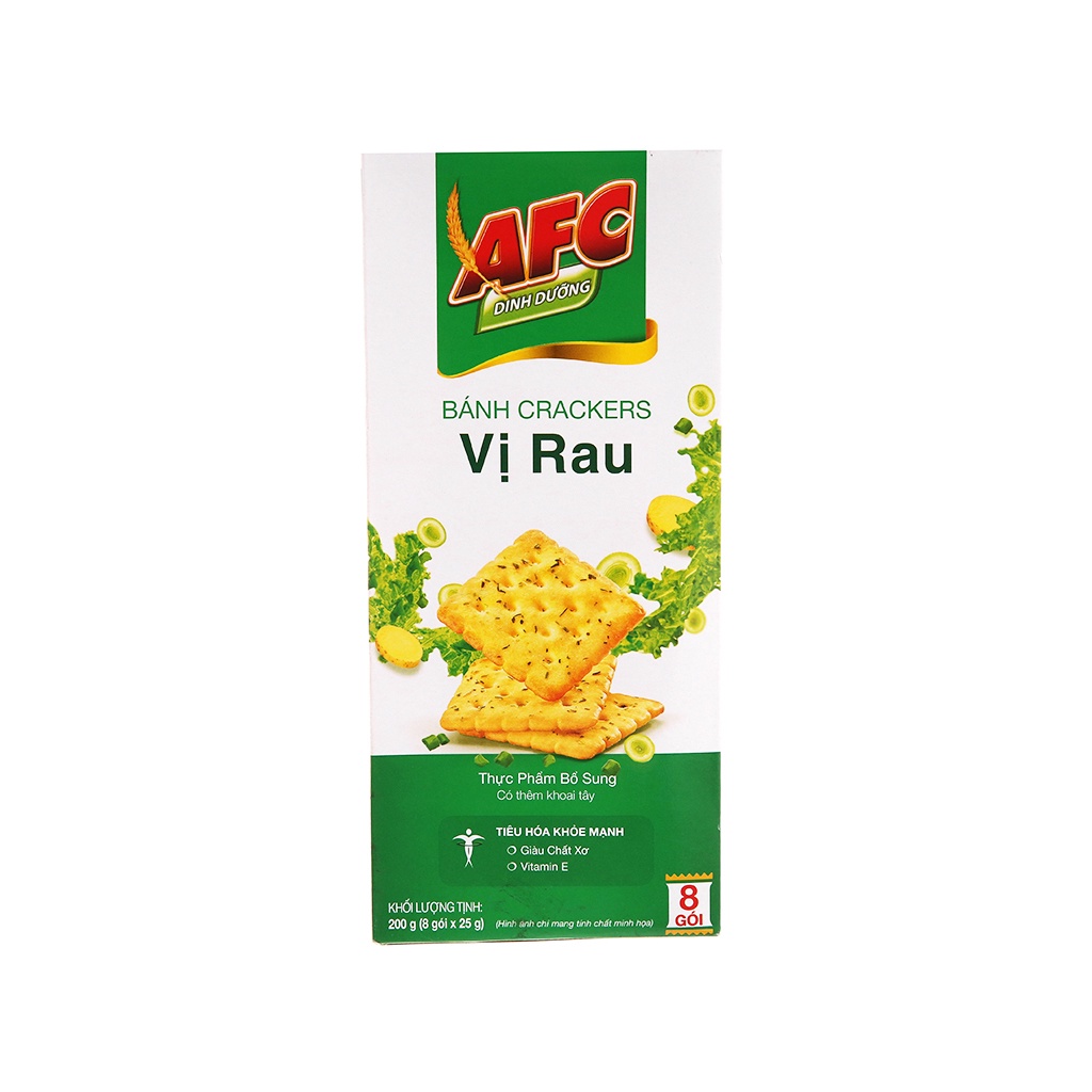 Bánh cracker nhiều vị afc dinh dưỡng hộp 200g - vị rau