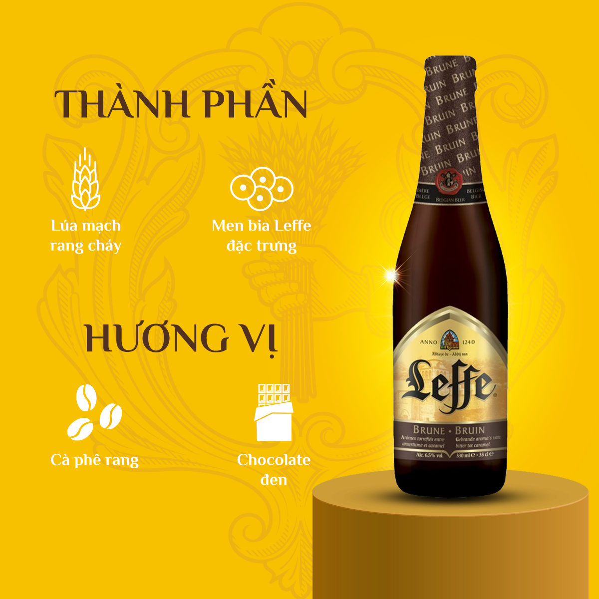 [7-9.7 VC ĐẾN 800K+FS] Thùng 24 Chai Bia Ale Leffe Brune (Leffe Nâu) (330ml/ chai)