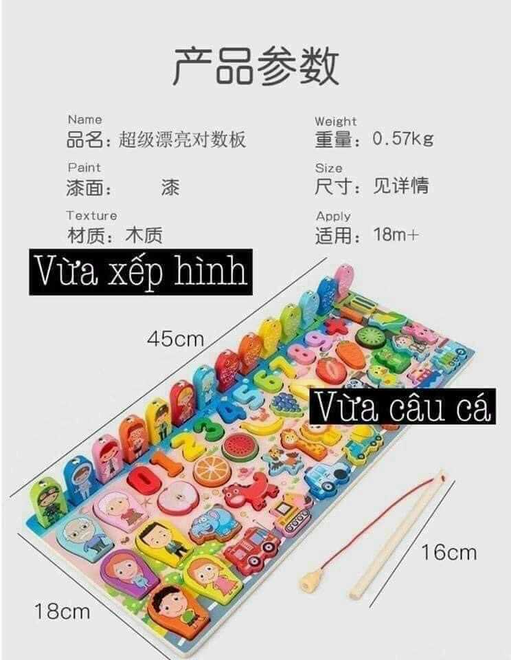 Bộ bảng số câu cá thông minh bằng gỗ
