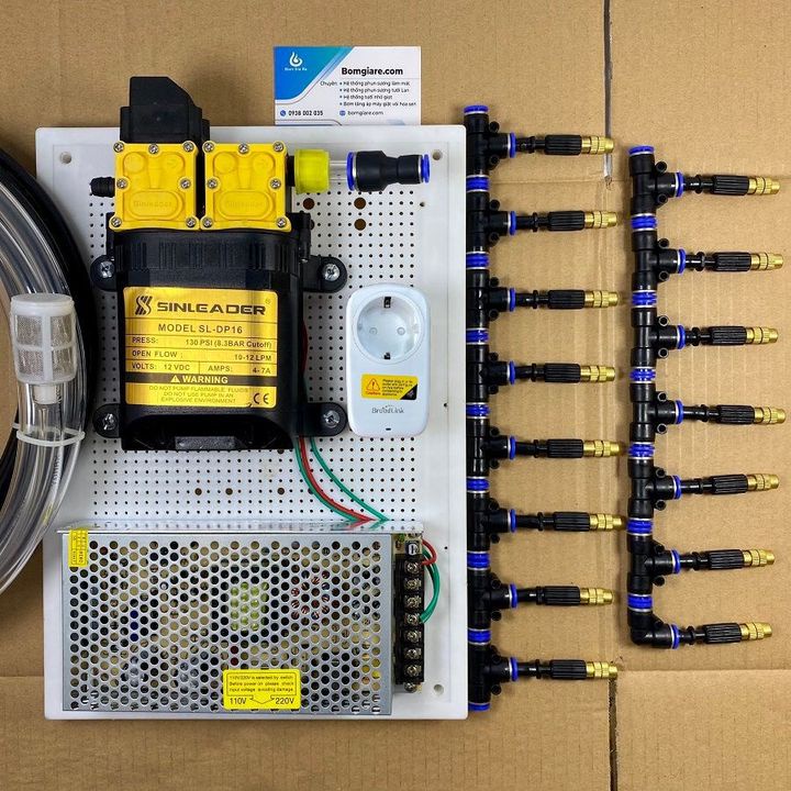 bộ phun sương tự động, phun sương tưới cây cảnh có hẹn giờ tắt bật tự động trọn bộ 10 - 15 - 20 béc phun bằng đồng