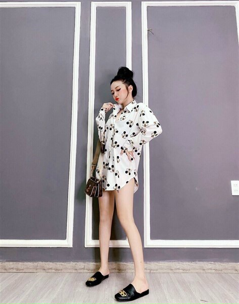 ĐẦM SƠ MI NGẮN FORM RỘNG IN HOẠT HÌNH