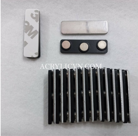 Nam châm bảng tên 3 nút siêu hút 45x13mm