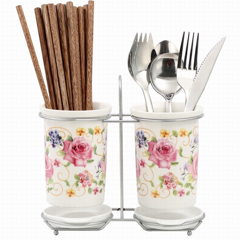 New household ceramic chopstick barrel wall-mounted kitchen cage storage box drain holder mildew-proof