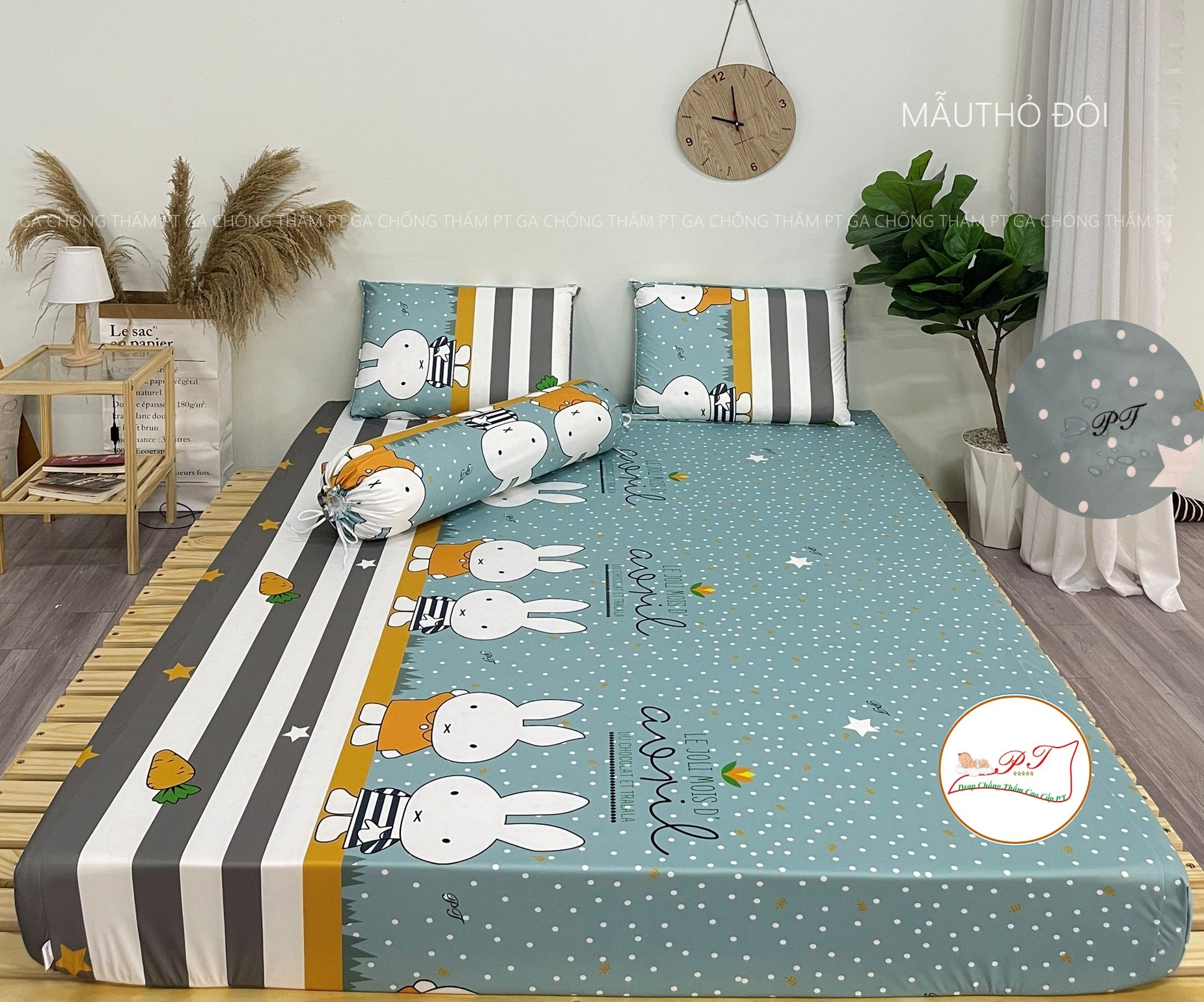 Ga Chống Thấm Cao Cấp PT Mẫu Họa Tiết Thỏ Đôi