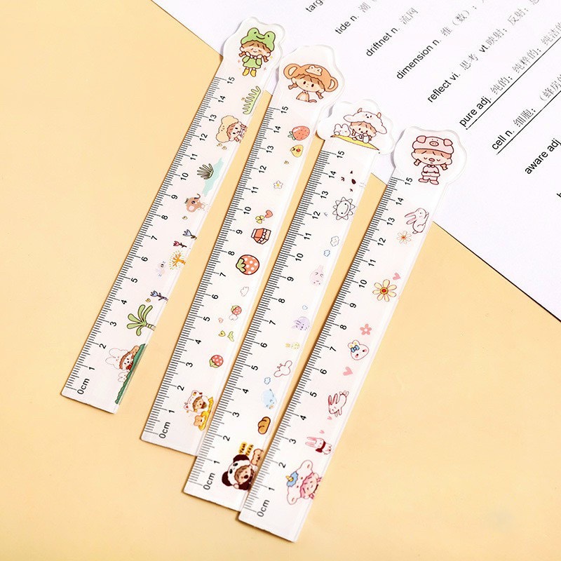 Thước kẻ học sinh 15cm in hình dễ thương