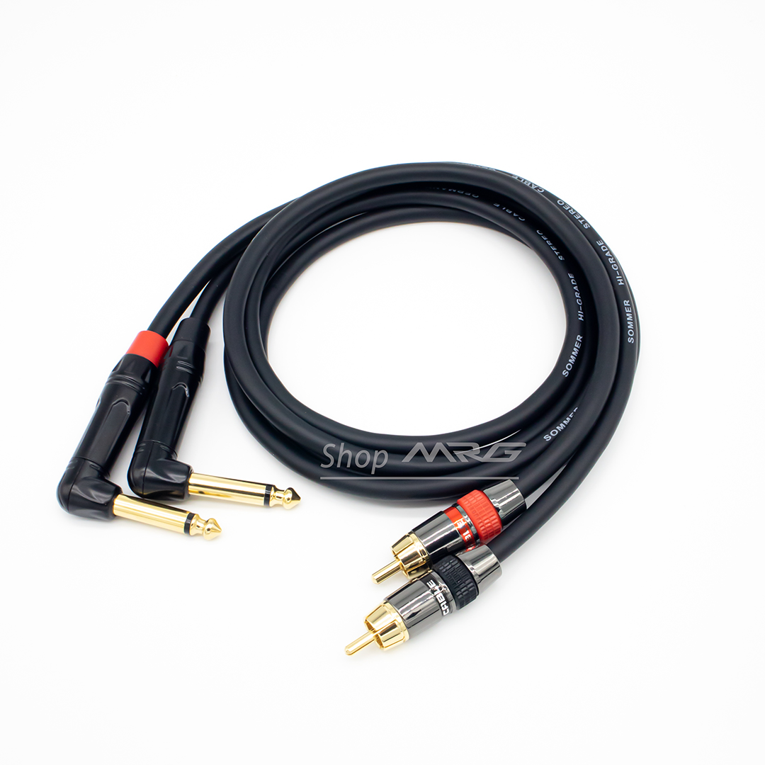 Cặp dây 6 ly cong ra av hoa sen, dài 1met-2met-3met-5met-8met-10met | dây jack 6 ly ra hoa sen, cáp 6.5mm sang rca, dây bông sen ra 6 ly, dây av ra 6.5mm, cáp kết nối âm thanh.