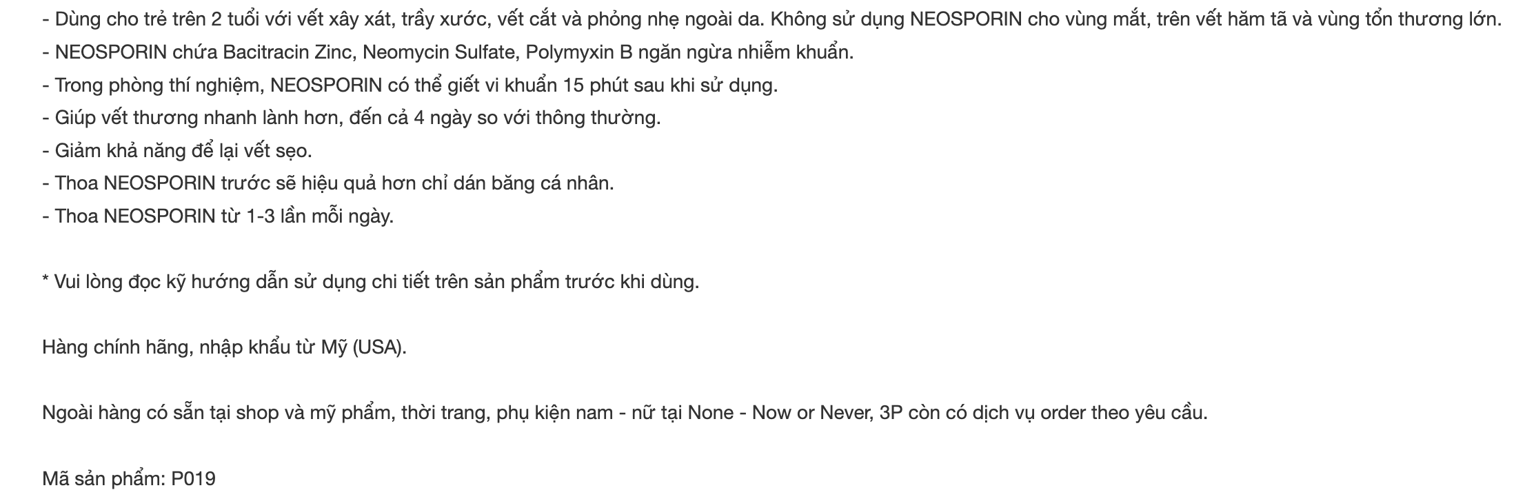 Kem mỡ chăm sóc da NEOSPORIN Original Ointment