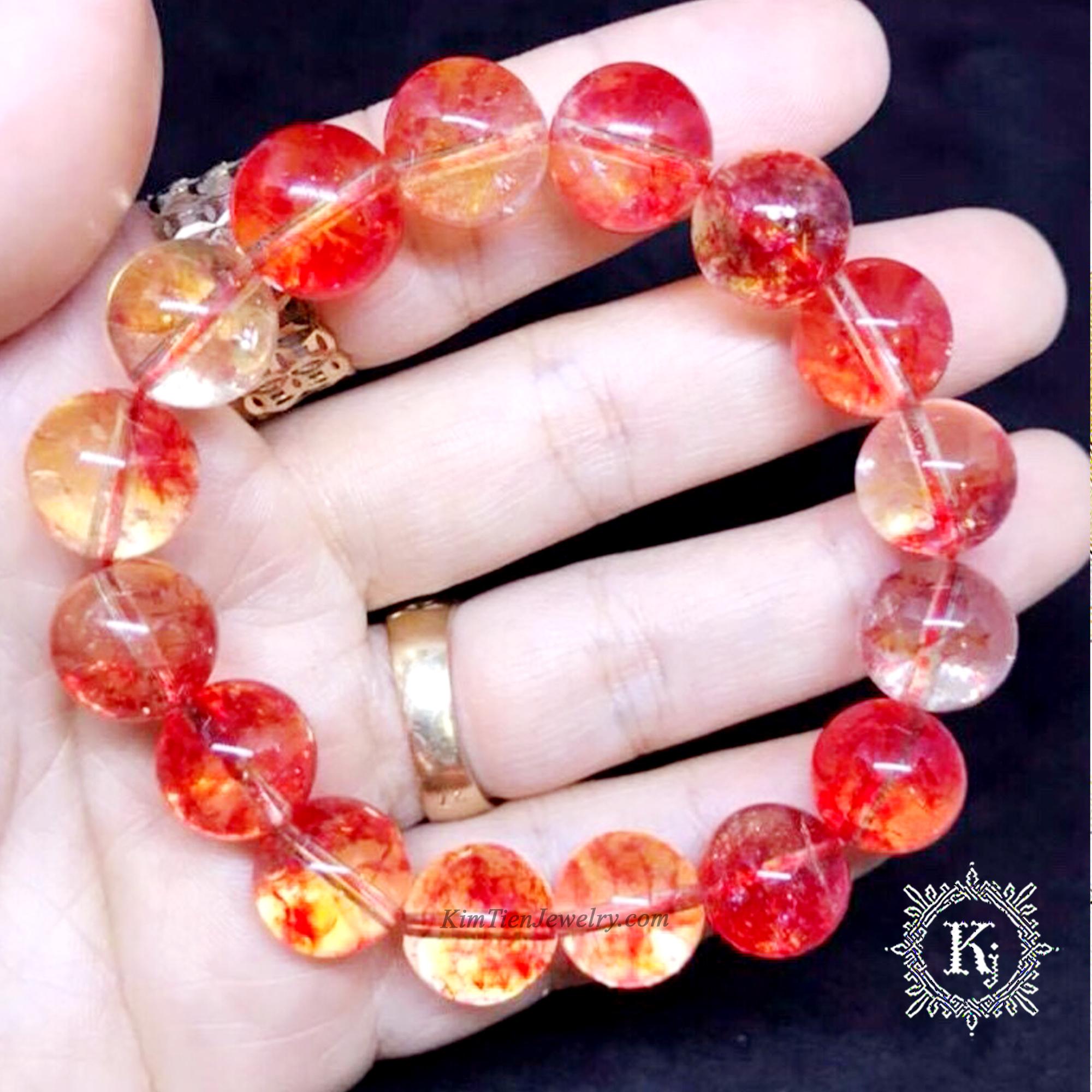 Vòng Tay Phong Thủy Ưu Linh Đỏ - Hợp Mệnh Hỏa , Thổ - Mang Đến May Mắn - Gia Tăng Vượng Khí - Tặng Kèm Dây , Đá Dự Phòng