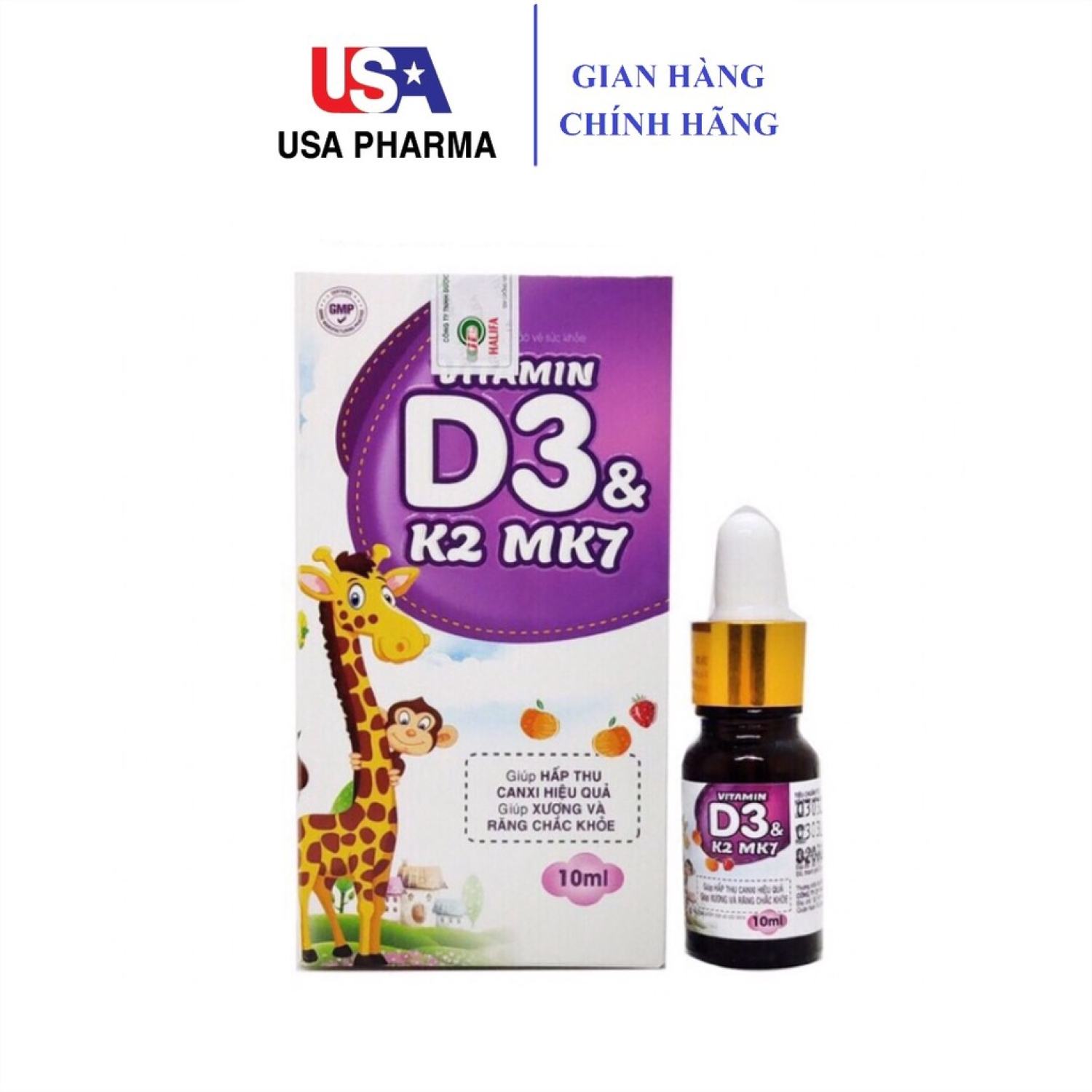 Vitamin D3 K2 Mk7 nhỏ giot giúp bé hấp thụ tăng trưởng chiều cao, cân nặng