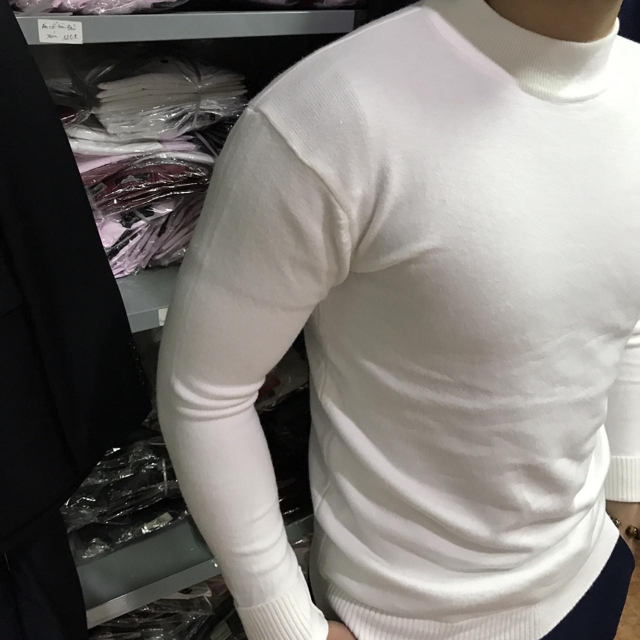 ÁO LEN CỔ 3 PHÂN NAM MÀU TRẮNG