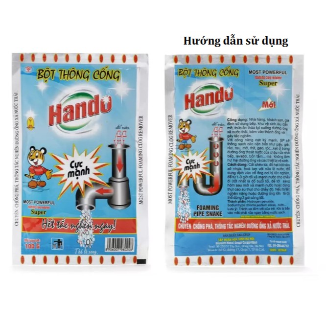 [HCM]Bột thông cống Hando dạng túi 100g nội địa