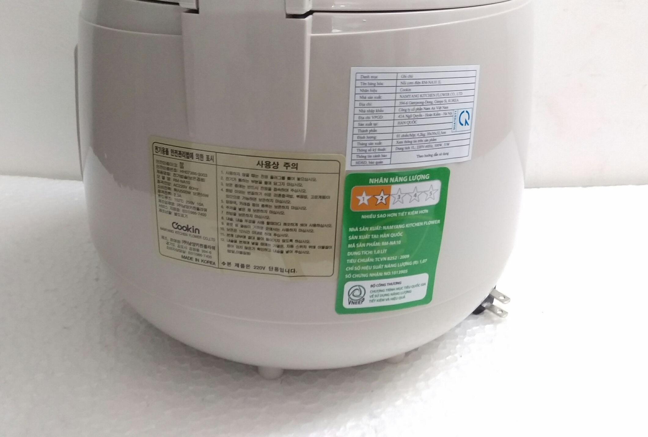 Nồi cơm điện Hàn Quốc Cookin RM-NA10 1.0l