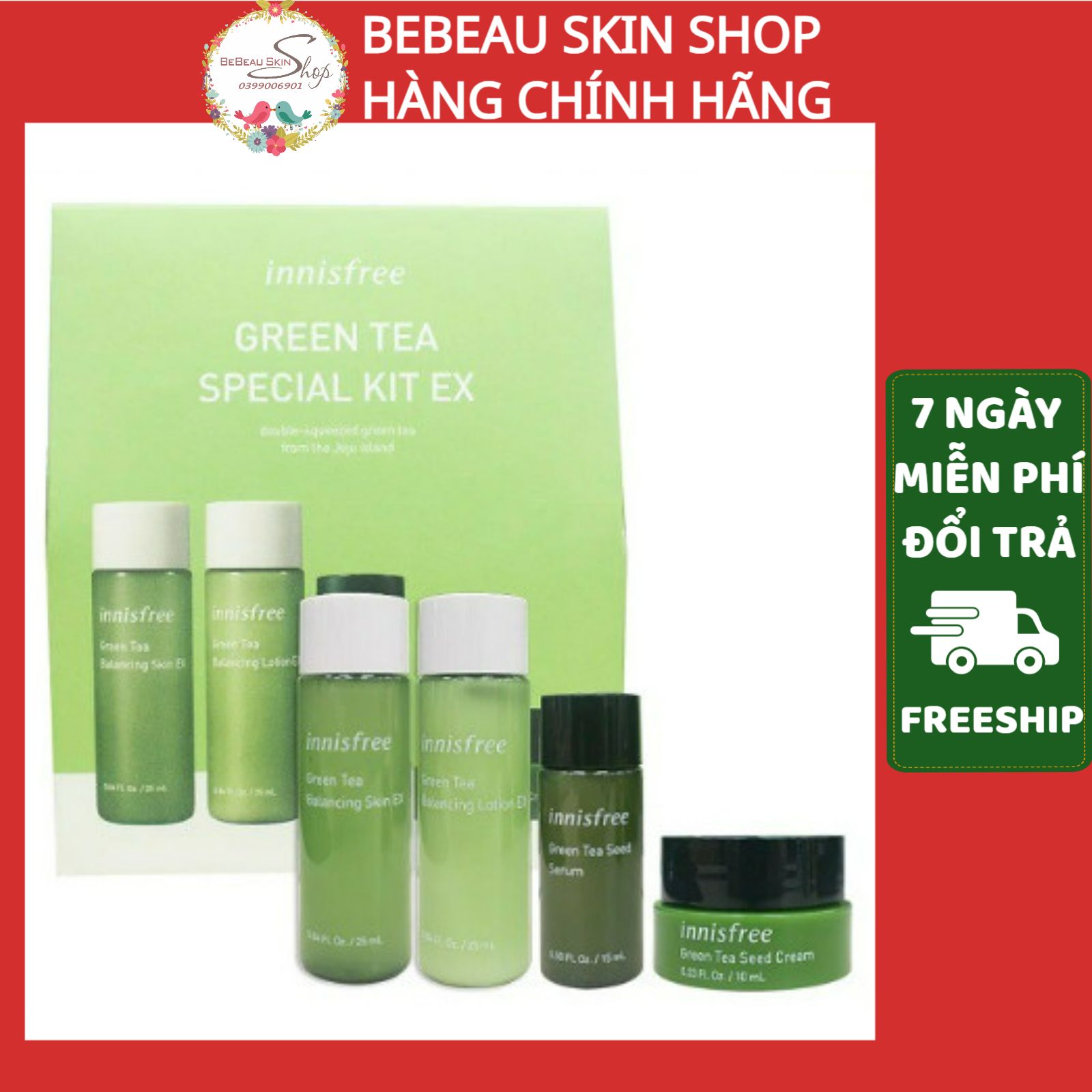 Kit trà xanh 4 món Innisfree - Bebeau