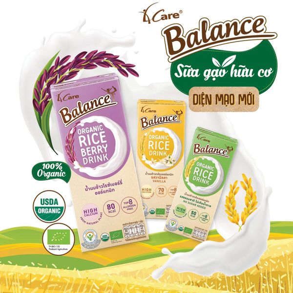 [Hoàn Tiền 15%]Sữa gạo hữu cơ  4Care Balance Organic Rice Drink 180ml