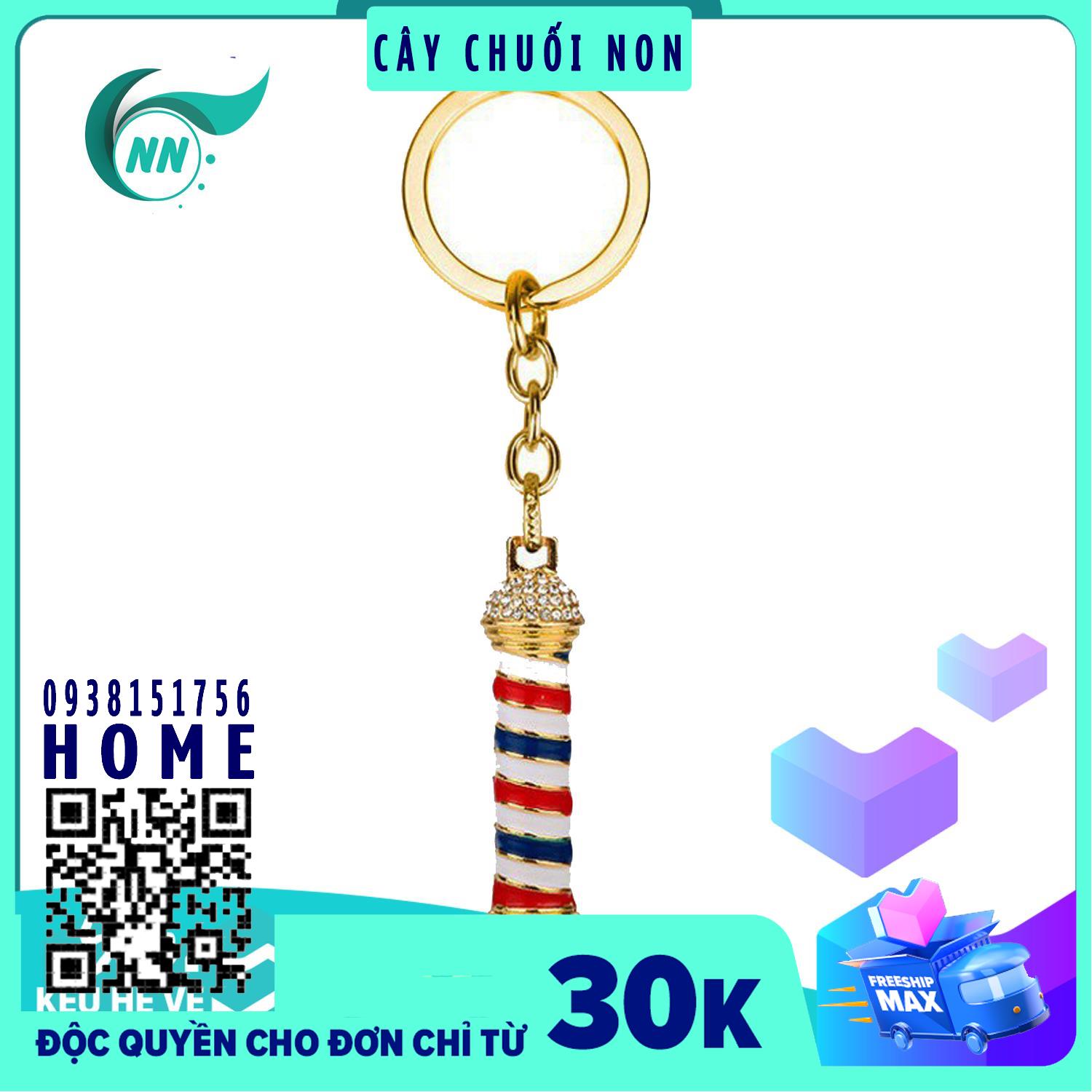 Móc Khóa Mô Hình Đèn Pole Barber Tóc ( vàng )