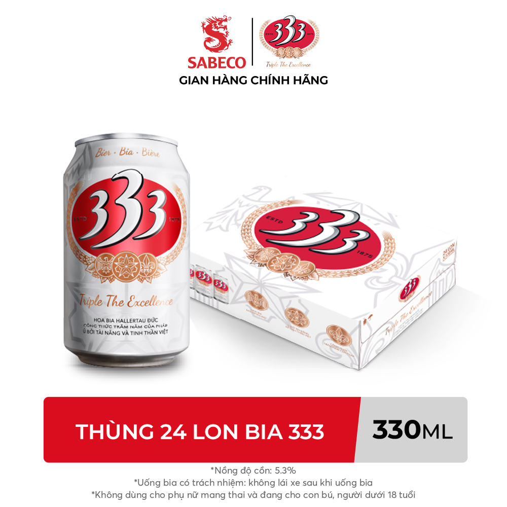 Nồng Độ Cồn 5.3% - Thùng 24 Lon Bia 333 330ml