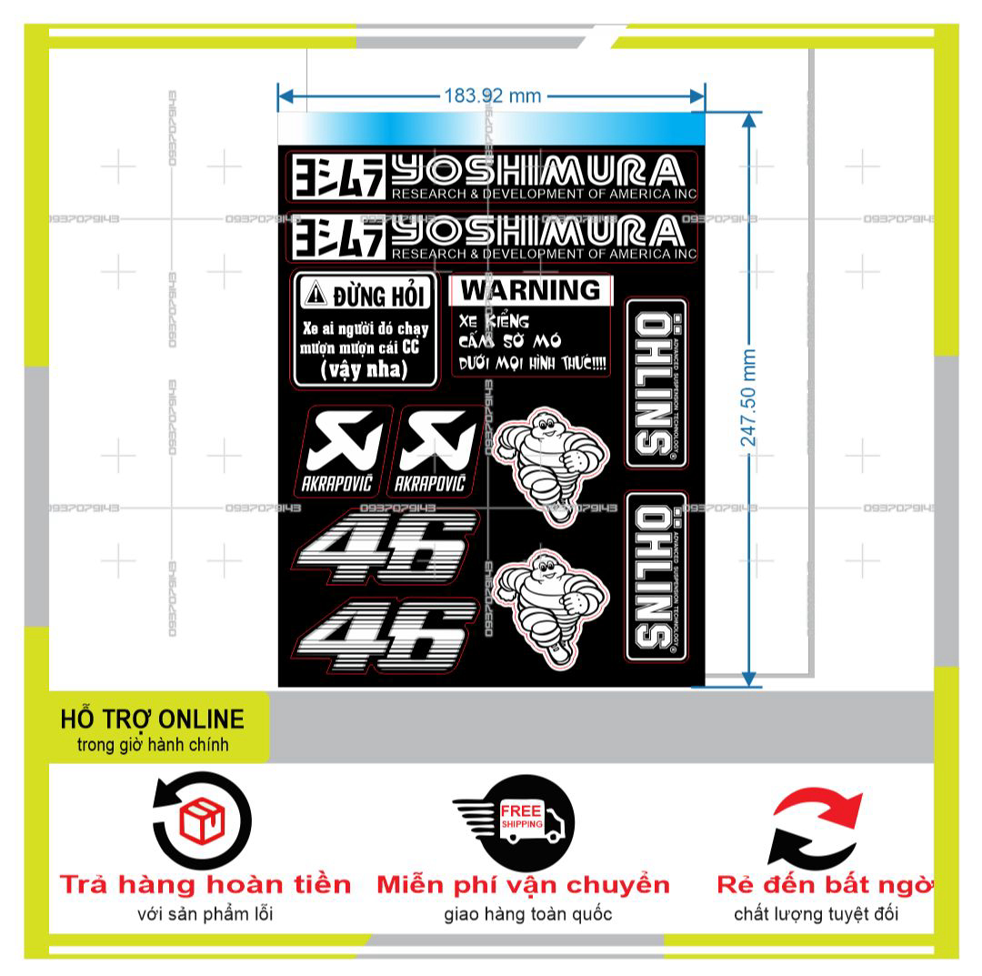 Logo sticker trắng đen 007