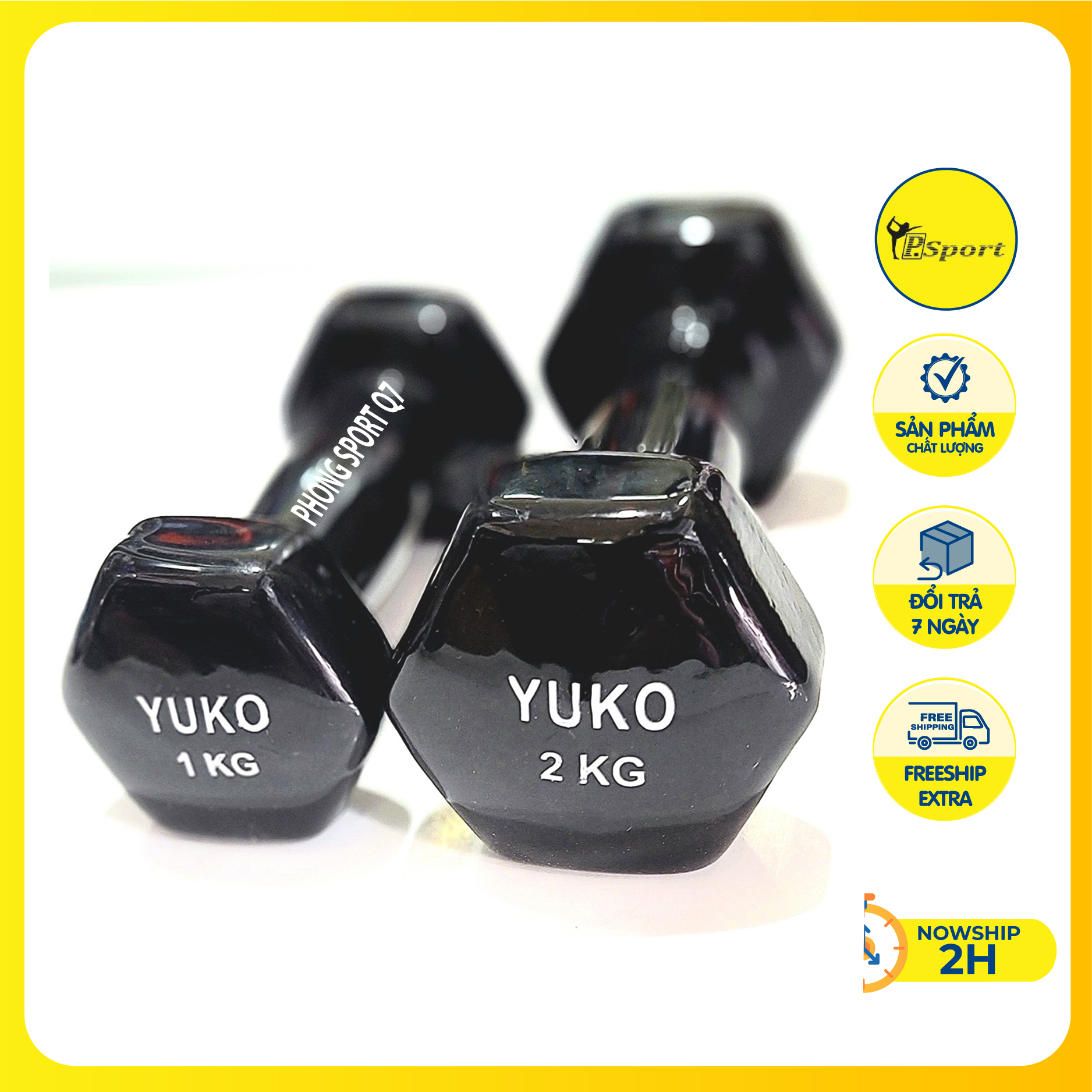 TẠ SẮT BỌC CAO SU YUKO TẠ TAY 1KG  YUKO( 1 CỤC / 1KG )