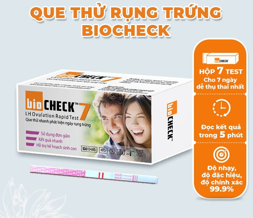 Que thử rụng trứng Biocheck Test hộp 7 que
