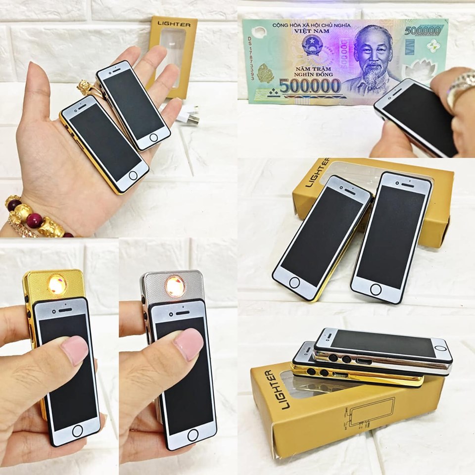 [HCM]Bật Lửa Điện Iphone Mini 2 Đèn (Sạc Điện)
